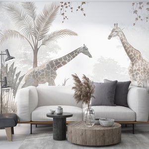 SAVANNA Tapete, Schälen und Aufkleben / Safari Giraffe entfernbare Tapete / Safari-Dschungel-Wandbild