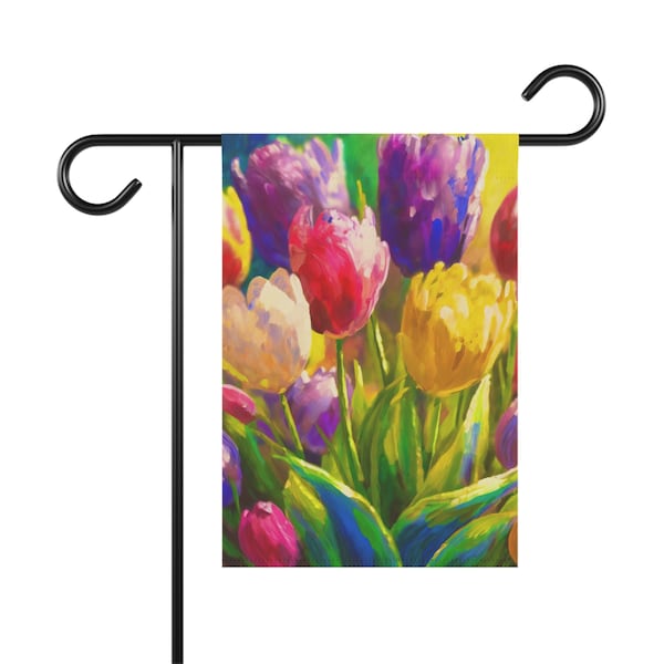 Spring Flowers Tulip Garden Flag, Decorative Flag Banner