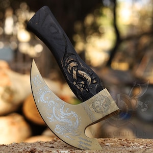 VIKING PIZZA AXE, Pizza Cutter Axe, Pizza Axe, Pizza Cutter, Pizza Slice Cutter Axe, Hand Forged Carbon Steel Pizza Slicer, Gift For Her/Him
