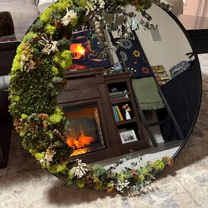 One-of-a-Kind Moss Art Mirror | Real Preserved Moss Wall Art | Custom Mirror Decor | Boho Natural Mirror | Handmade Moss Mirror