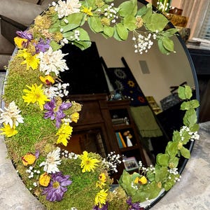 One-of-a-Kind Moss Art Mirror | Real Preserved Floral and Moss Wall Art | Custom Mirror Decor | Boho Natural Mirror | Handmade Moss Mirror