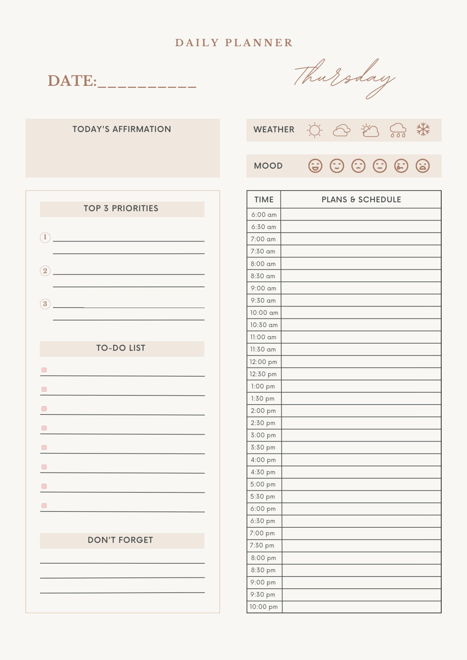 8 Page Daily Journal - Instant Download Printable - Etsy