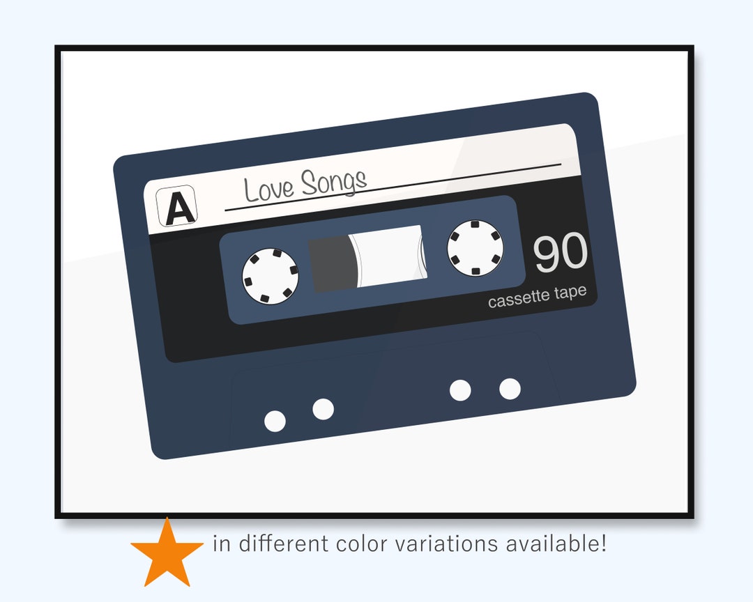 Retro Music Cassette Printable Poster Wall Decor PDF Download Vintage