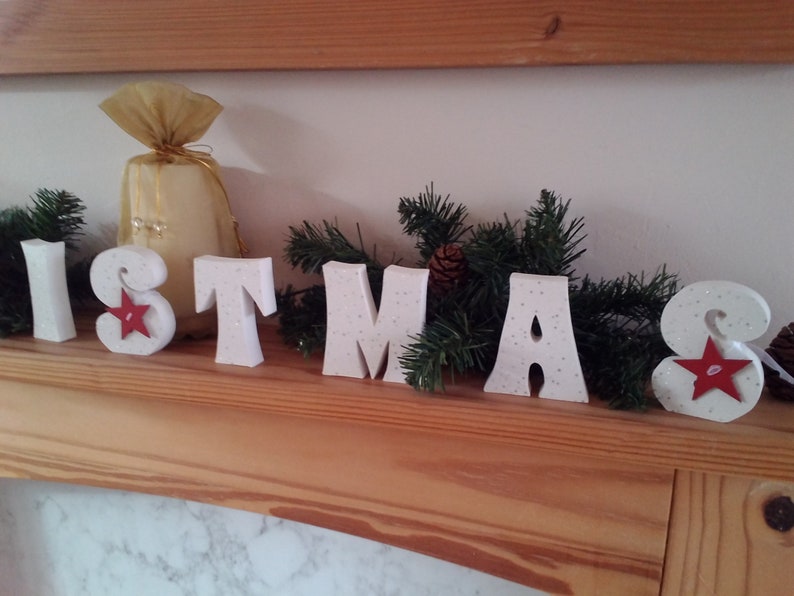 CHRISTMAS Standing Wooden Word Art Set Hand Made Unique Etsy