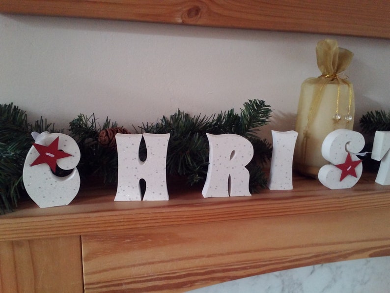 CHRISTMAS Standing Wooden Word Art Set Hand Made Unique Etsy