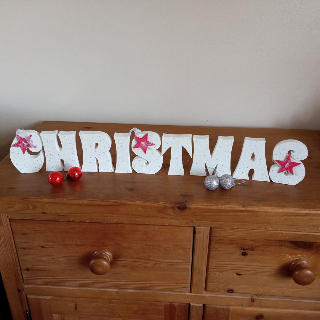 CHRISTMAS Standing Wooden Word Art Set Hand Made Unique Etsy