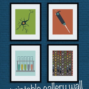 Genetics printable 4-piece gallery wall | Gift for biologists
