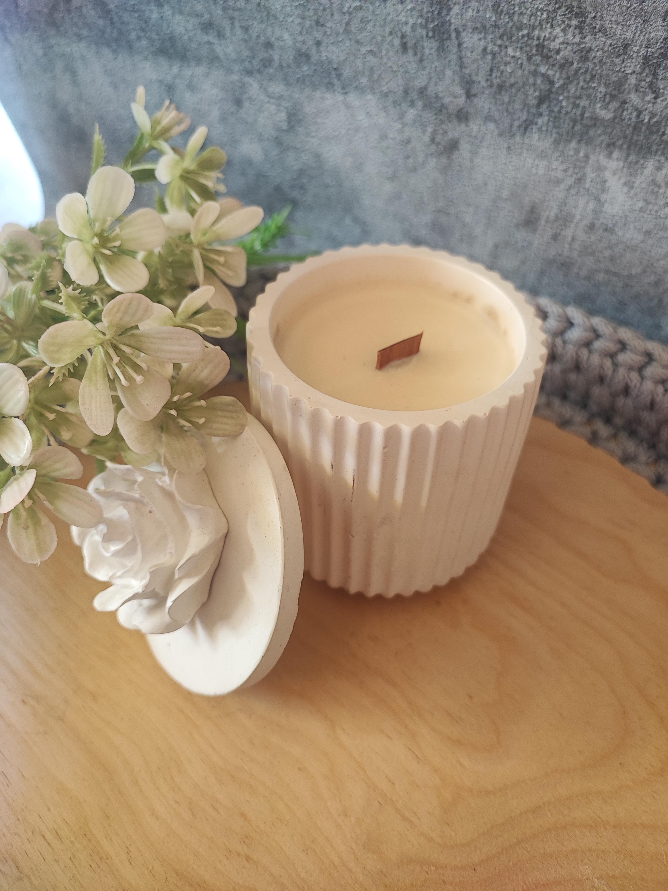 Rose jar candle, white candle, wood wick candle, Home decor, White decor, cute gift ideas, Home candles, Candles, Candles in jar, White jar