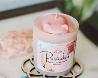 Piggie candle, Pig candle, Sweet candle, Cute candle, For her gift, Hiding candle, Home decor, Hippy style candle, Hippy candle, Boho style