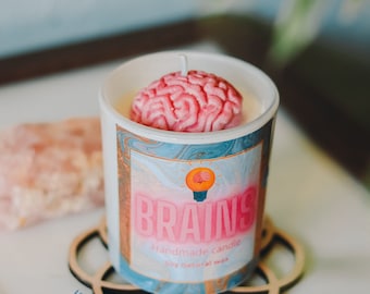 Brain candle, Cute funny gift, Soy wax, 200ml, Bubble gum smell candle, Candles, Funny candle, Boss funny gift, Boss day, Brains candle