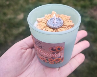 Candles, Candles in jar, Sunflower candle, Handmade Sunflower Soy Wax Candle, Floral Fragrance, sunflowers, Gift candles, Flower candle