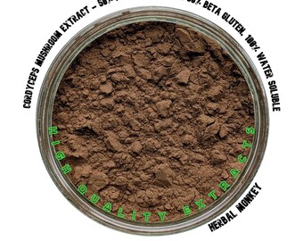 Cordyceps Mushroom 20X Extract | 50% Polysaccharide | 30 Beta-Glucan | 100 Water Soluble Extract