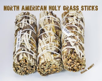 North American Holy Grass Smudge Sticks | Sweetgrass | Hand Tied Bundles | Loving Energy Infused within a Crystal Grid