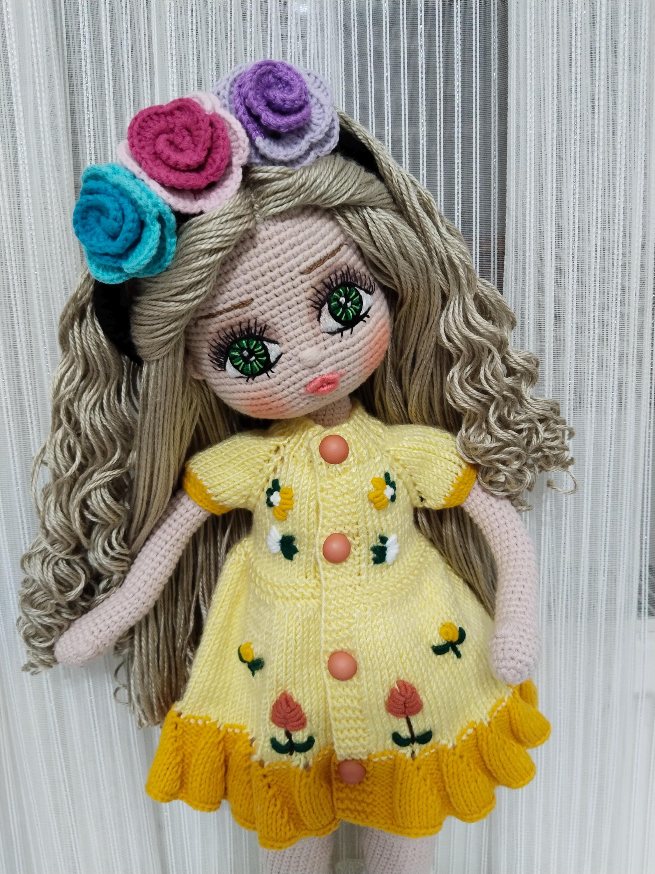 44-45 Cm Crochet Amigurumi Doll With Curly Hair and Embroidered Eyes and  Removable Clothes - Etsy, image size:2250x3000