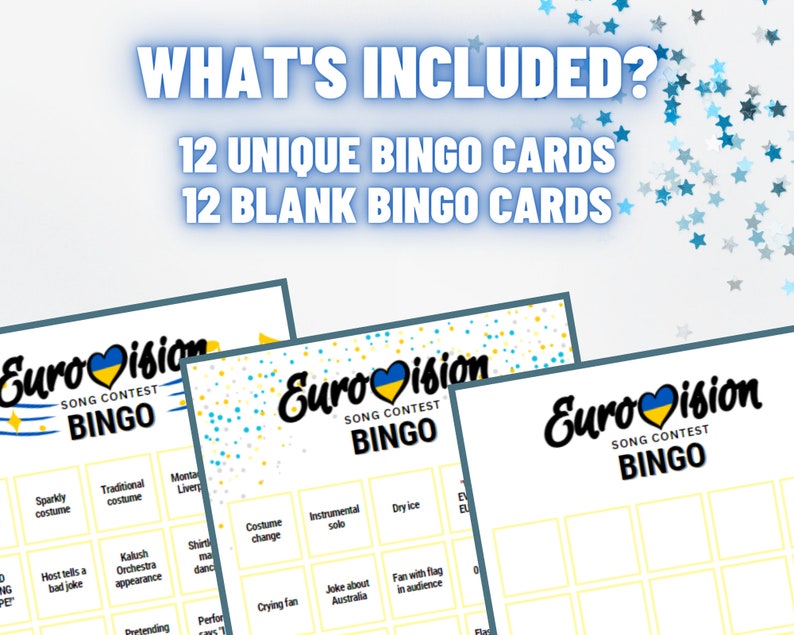 Eurovision 2023 Bingo Cards Instant Download Customizable Etsy