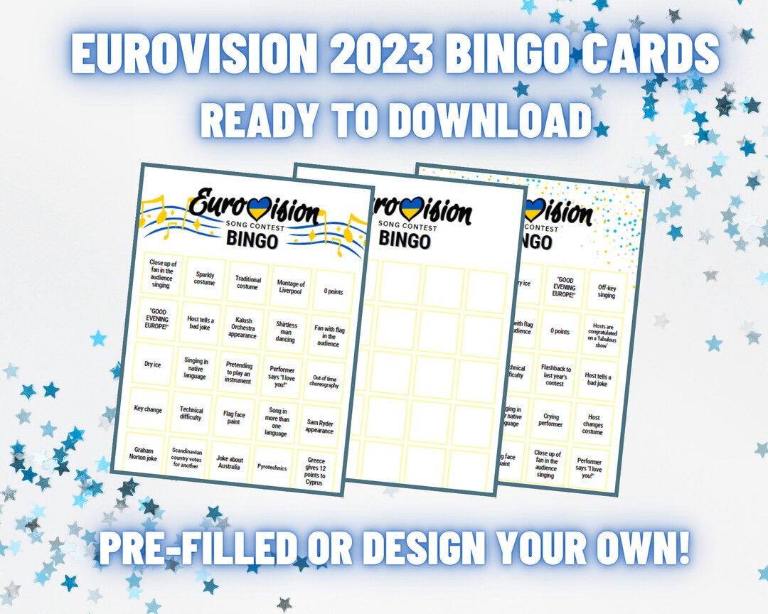 Eurovision 2023 Bingo Cards Instant Download Customizable Etsy