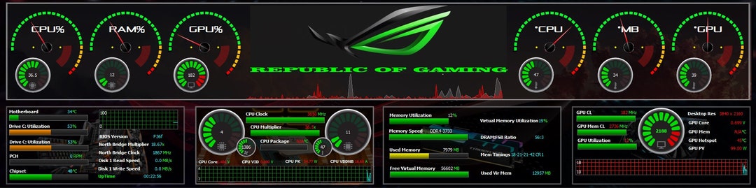 SENSORPANELREPUBLIC OF GAMING 1920X480 - Etsy