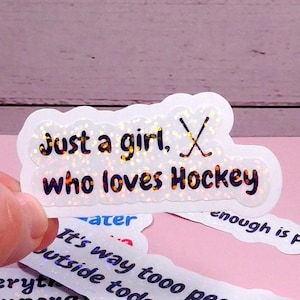 Hockey Girl Holographic Sticker: Water-Resistant Vinyl Decal