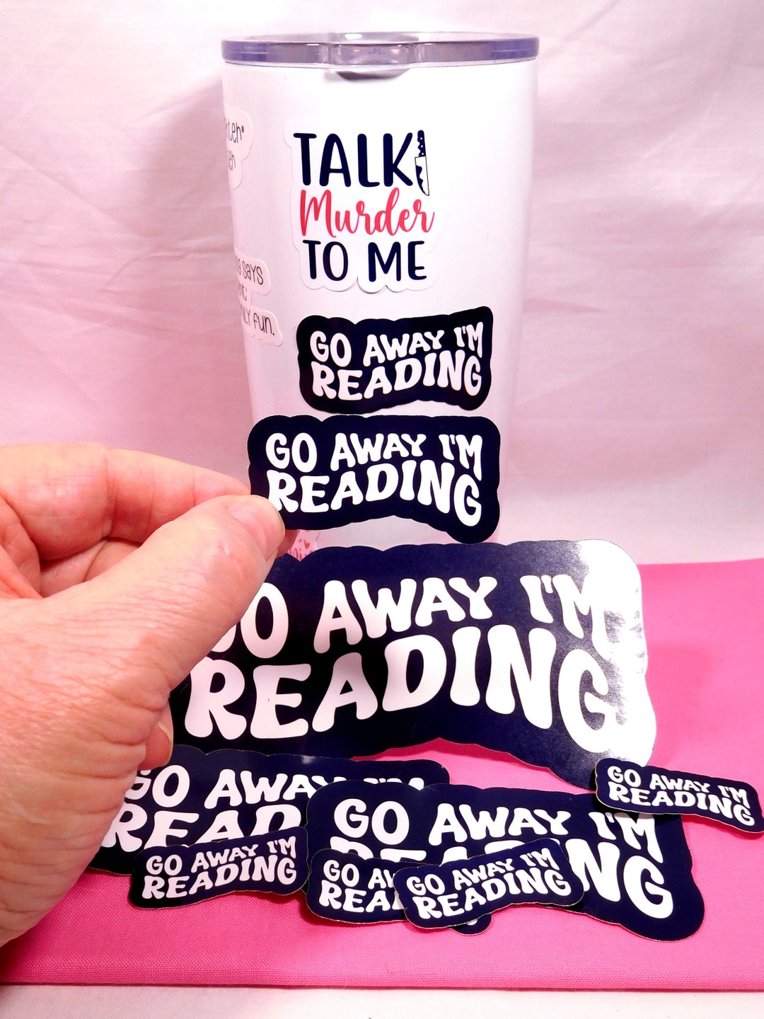 Go Away, I'm Readingblack Background Sticker for Kindle, Laptop