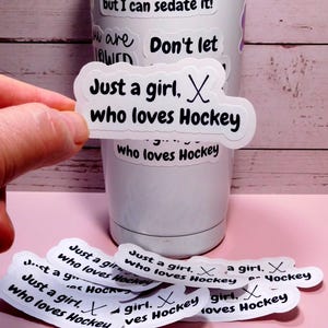 Girl Who Loves Hockey Sticker - Water Bottle, Laptop Decal