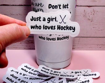 Girl Who Loves Hockey Sticker - Water Bottle, Laptop Decal