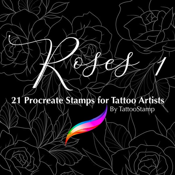 Rose Tattoo Procreate Stamps - Digital Brush Set - Tattoo Brushes - Procreate Brush Set  - Rose Brush Set - Rose Tattoo Stamp Set