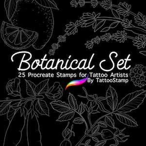 Procreate Tattoo Brush Stamps: Botanical Garden Flash Designs (Digital Download)