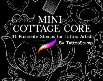 Cottagecore Tattoo Stamps for Procreate: Cozy Stencil Designs (Digital Download)