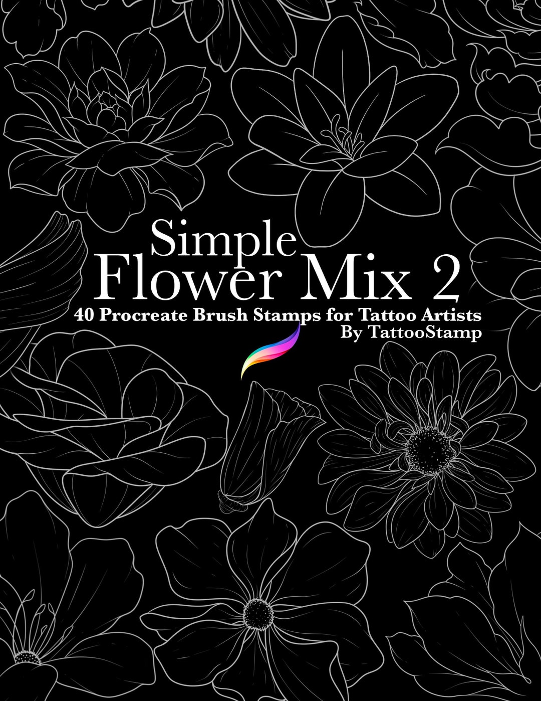 Flower Tattoo Procreate Brush Stamps: Floral Flash Stencil Pack ...