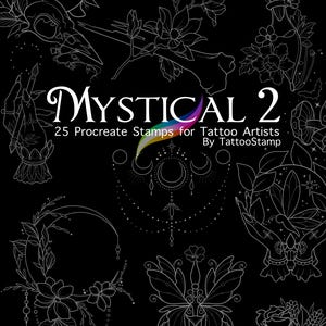Mystical Procreate Tattoo Stamp Brush Set || Witchy Clipart for Surface Pattern Design