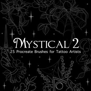 Mystical Procreate-tatoeagestempelborstelset || Witchy-clipart voor het ontwerpen van oppervlaktepatronen