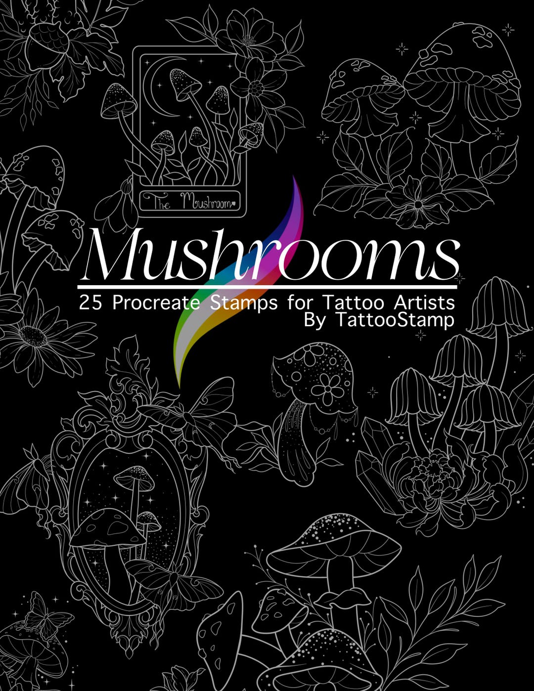 Mushroom Procreate Stamp Brush Set || Fungi Clipart for Seamless ...