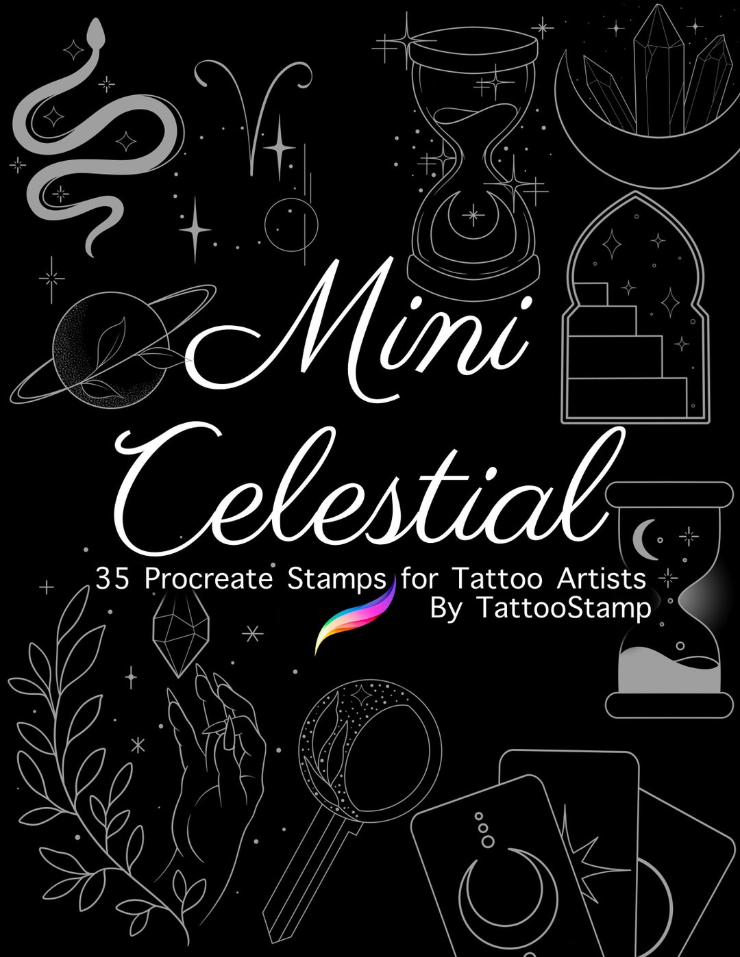 Mini Celestial Procreate Brush Stamp Set Zodiac Tattoo Designs Tattoo