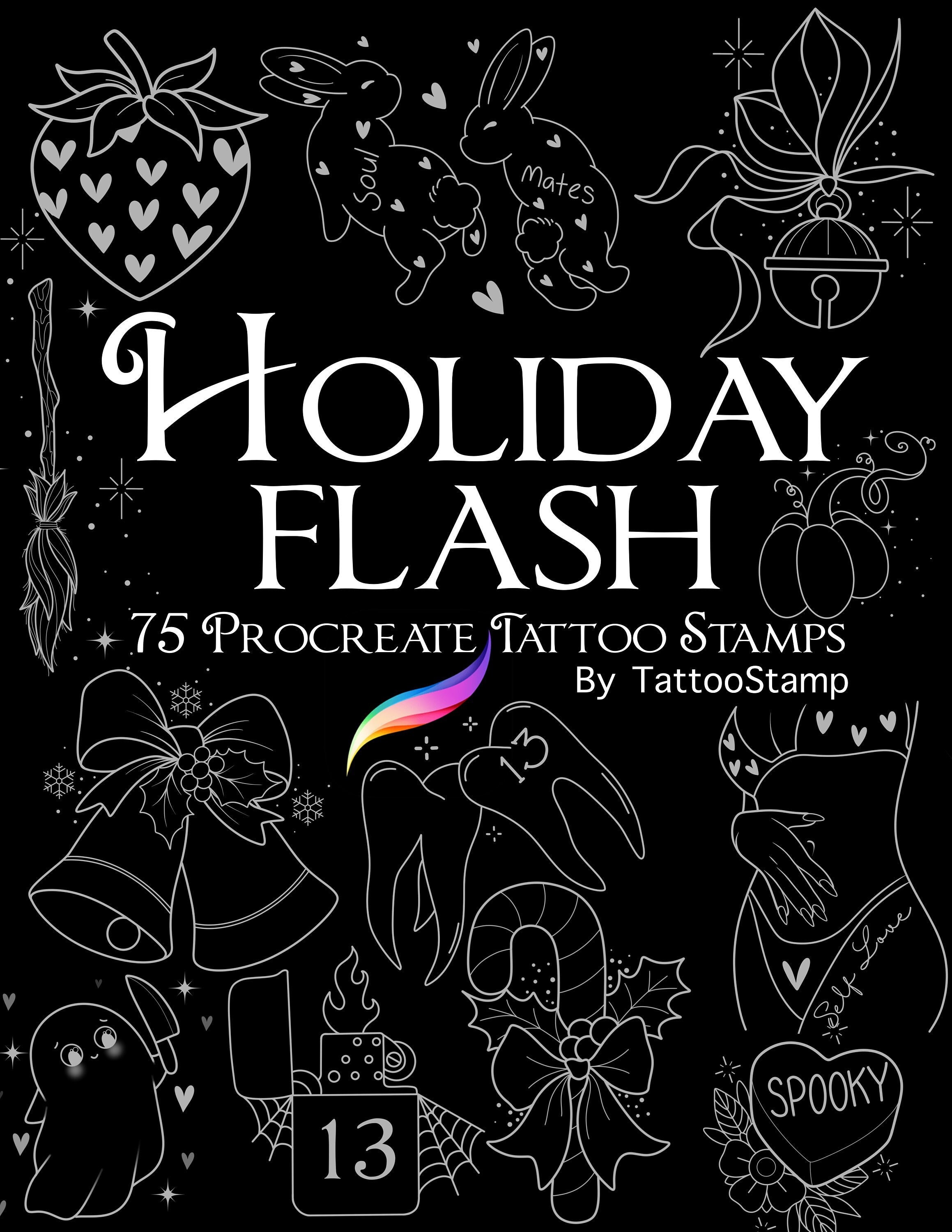 Holiday Tattoo Flash Procreate Stamps Valentines Day Procreate Brushes