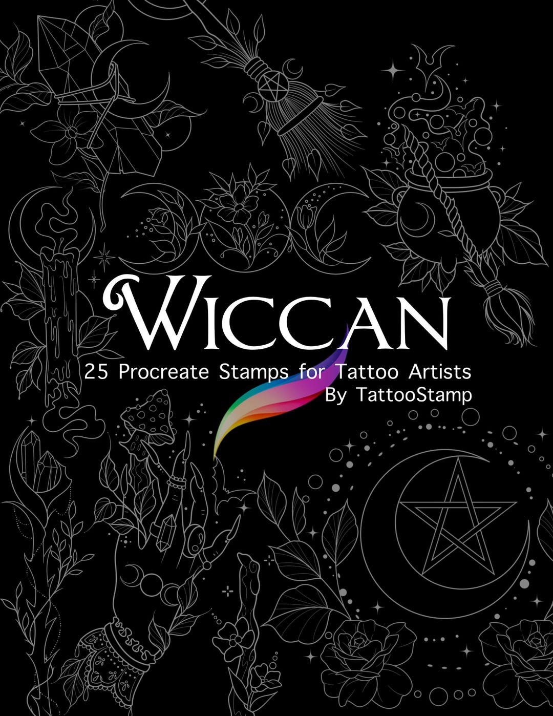 Wiccan Tattoo Procreate Brushes || Witchy Stamps Pagan Clip Art Instant ...