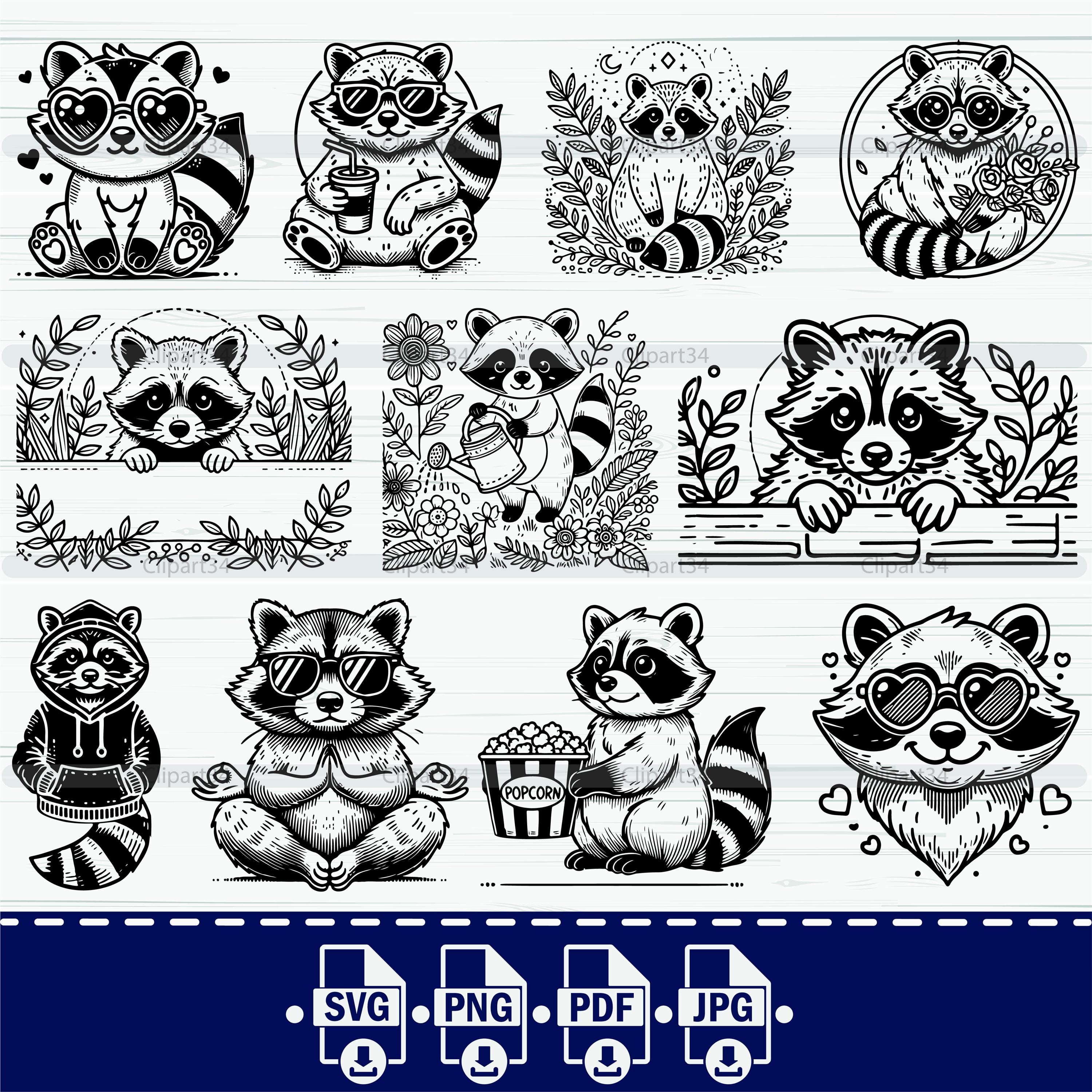 Svg Racoon Rabid Cute Raccoon SVG Bundle, Raccoon Svg, Raccoon Head Svg, Raccoon Png ...