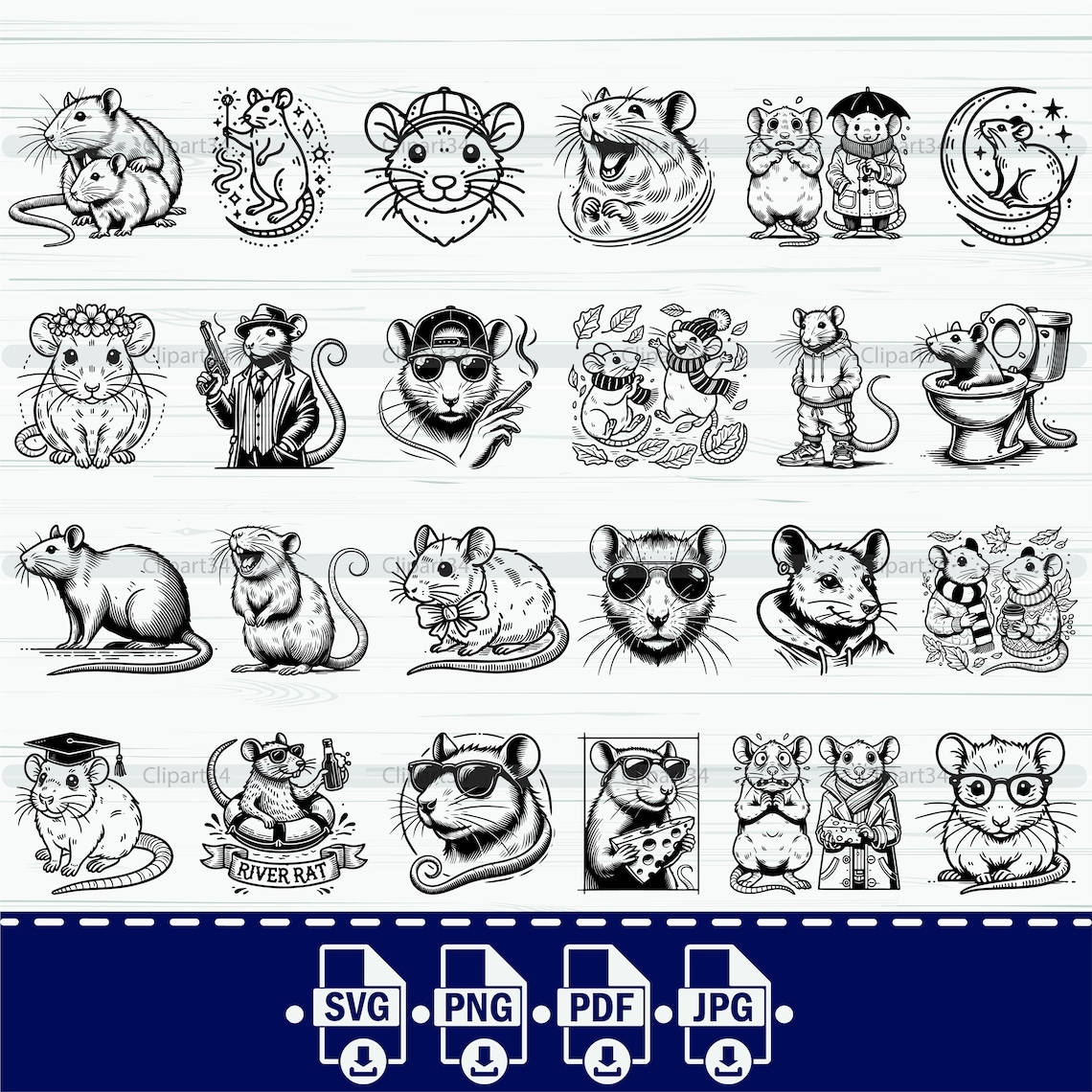 Rat SVG, Rats SVG, Mouse Cricut, Rat Clipart, Rat Silhouette, Rats Clip ...
