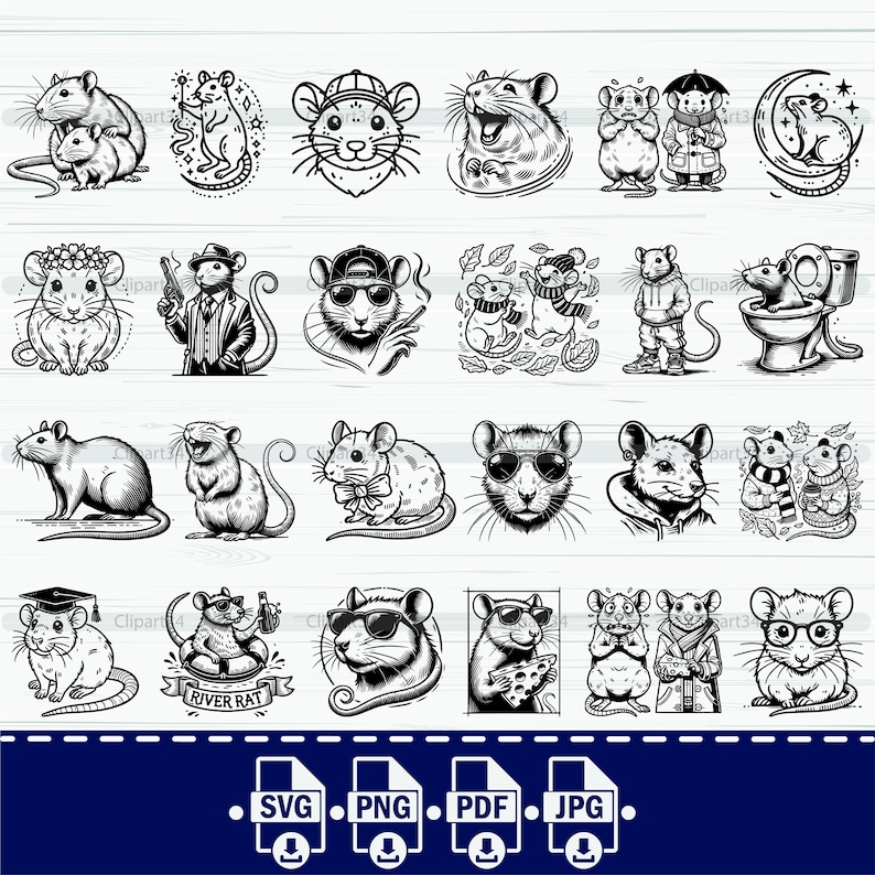 Rat SVG, Rats SVG, Mouse Cricut, Rat Clipart, Rat Silhouette, Rats Clip ...