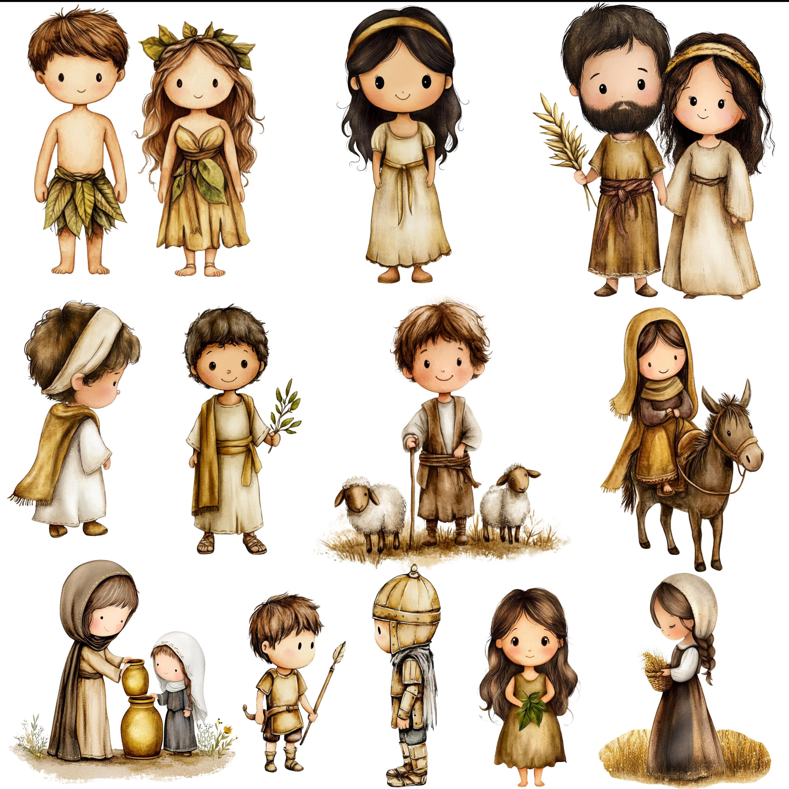 Christian Kids Clipart Bundle, Bible Story PNG Graphics (95 Files) - Etsy