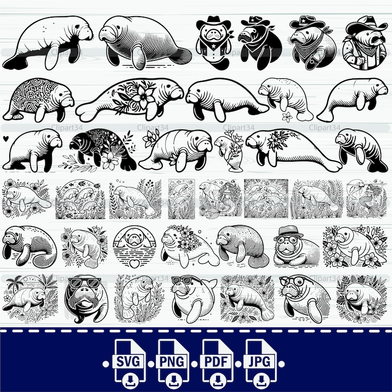 Manatee Vector File Manatee Svg - Etsy