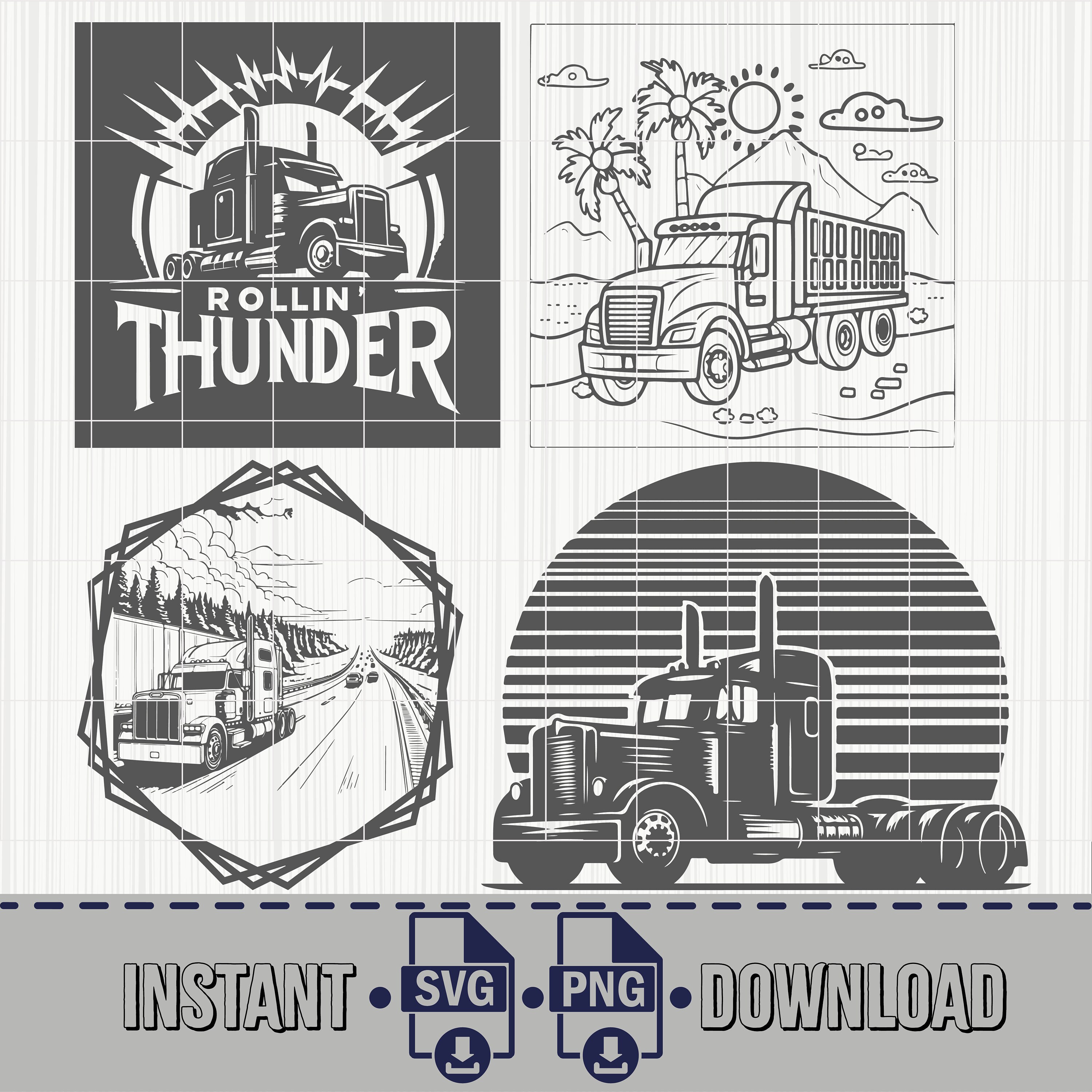 Semi Truck Digital Downloads, Semi Truck Svg, Truck Svg, Big Truck Svg, Semi Truck Stencil ...