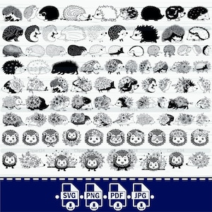 Arquivo SVG de ouriço, Floral Hedgehog svg, Hedgehog Flowers svg, Hedgehog Floral SVG, Arquivo de corte de ouriço, Silhueta de ouriço, Clipart, Vetor