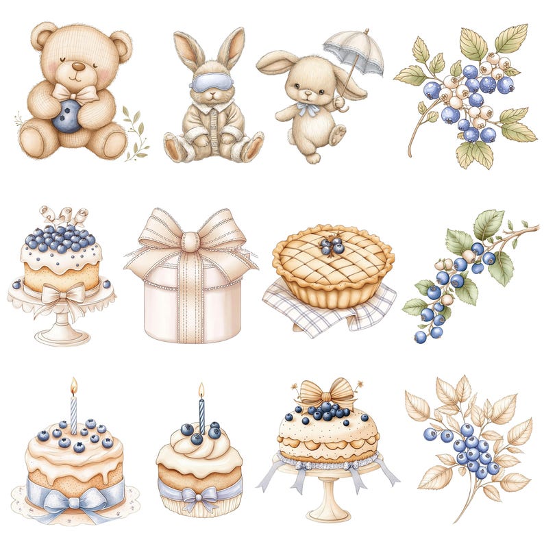Cute Pink Rabbit Clipart Bunny PNG Set, Vintage Watercolor Bunny ...
