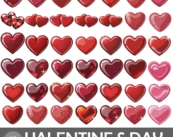 Valentijnsdag rood en roze hart clipartbundel (97 png)