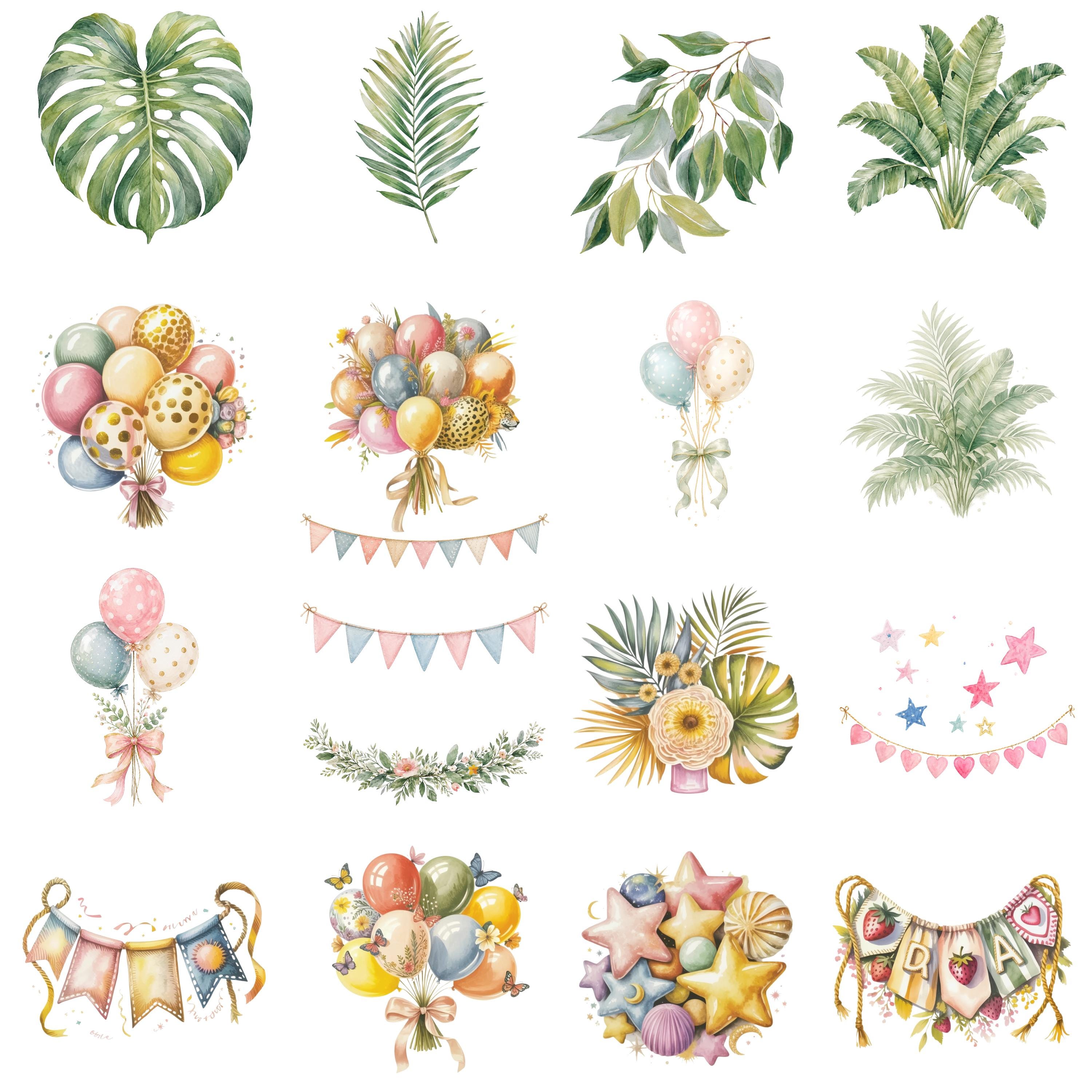 Safari Animals Clipart Bundle PNG, Cute Jungle Animal Birthday Graphics ...