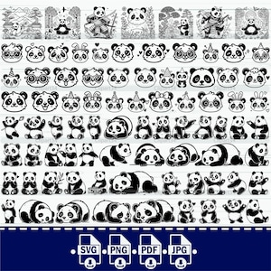 Panda SVG Bundle, Panda PNG Bundle, Panda Clipart, Panda SVG Cut Files para Cricut, Cute Panda Svg, Panda Silhouette. Panda Face Svg, vetor