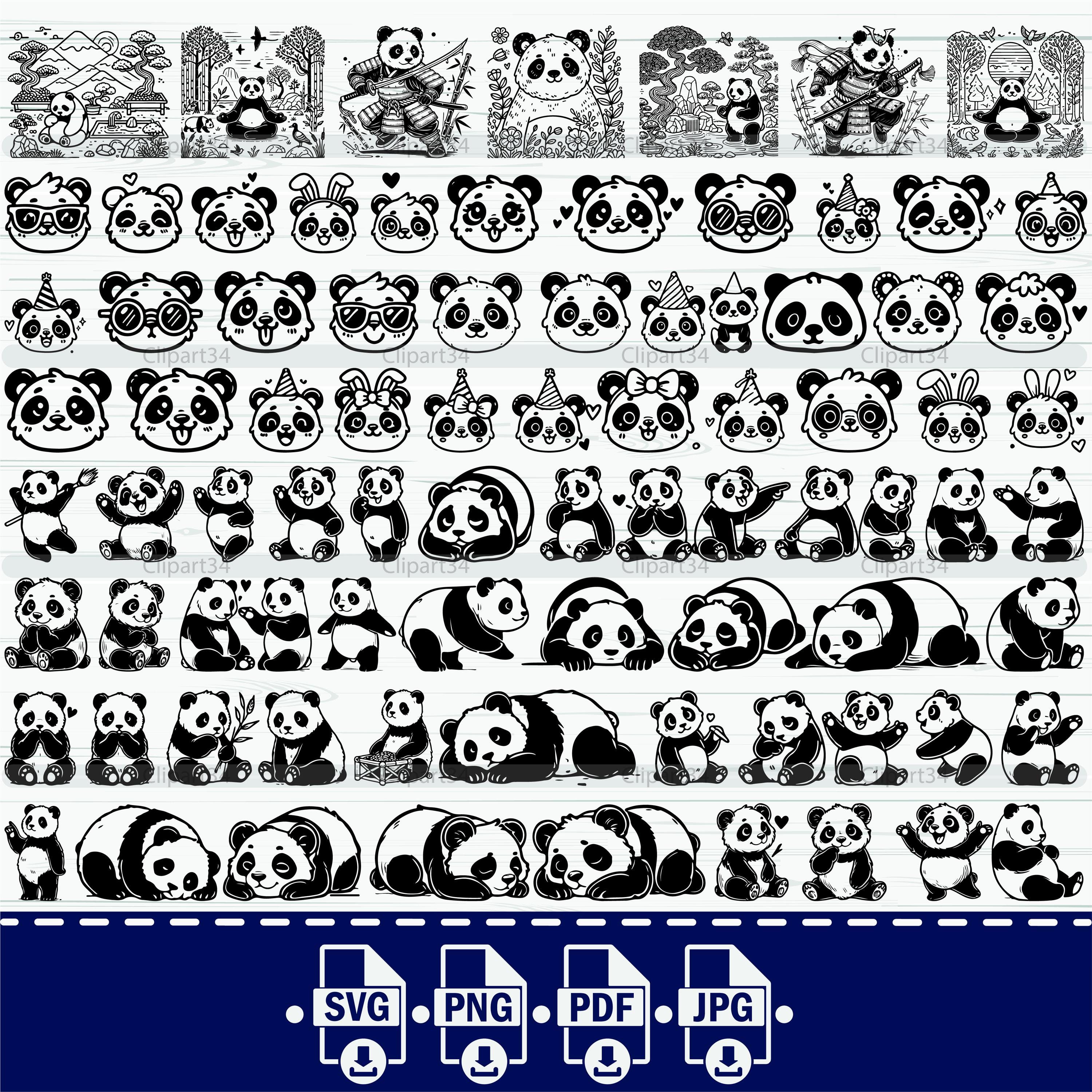 Panda SVG Bundle, Panda PNG Bundle, Panda Clipart, Panda SVG Cut Files ...