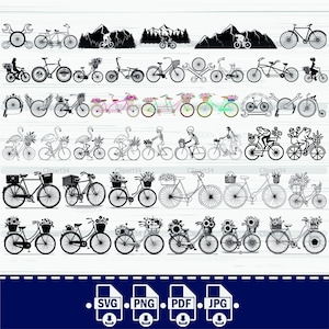 Vélo SVG, Silhouette vélo, vélo svg, vélo avec panier, Clipart vélo, VTT Svg, vélo PNG, vélo SVG coupe fichiers Cricut