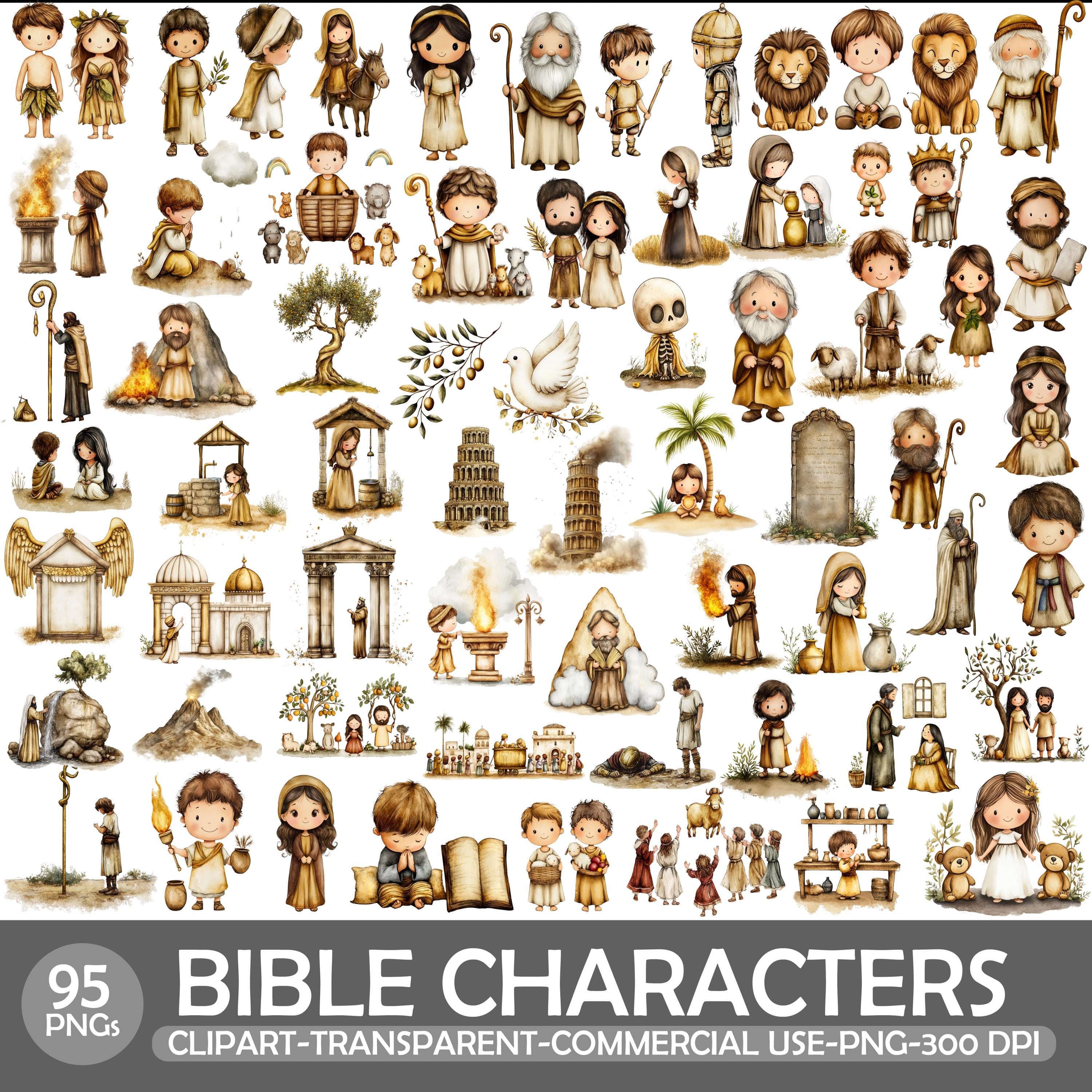 Christian Kids Clipart Bundle, Bible Story PNG Graphics (95 Files) - Etsy