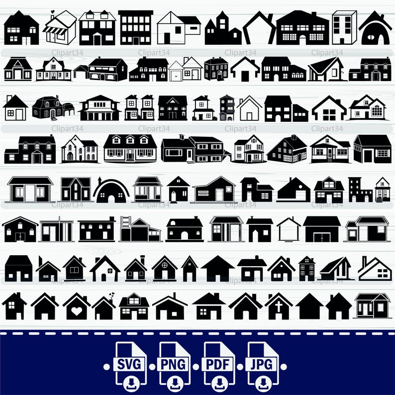 House Silhouette SVG Bundle: Home Clipart (digital Download) - Etsy